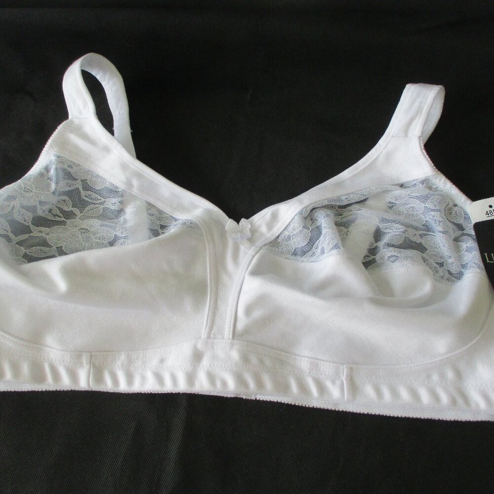 NWT - LUNAIRE white bra - sz 48D - lace upper - style #16041L